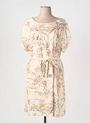 Rochie midi imprimeu fantezie mâneci scurte bej LA FEE MARABOUTEE femeie