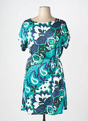 Rochie midi imprimeu fantezie mâneci scurte verde LA FEE MARABOUTEE femeie