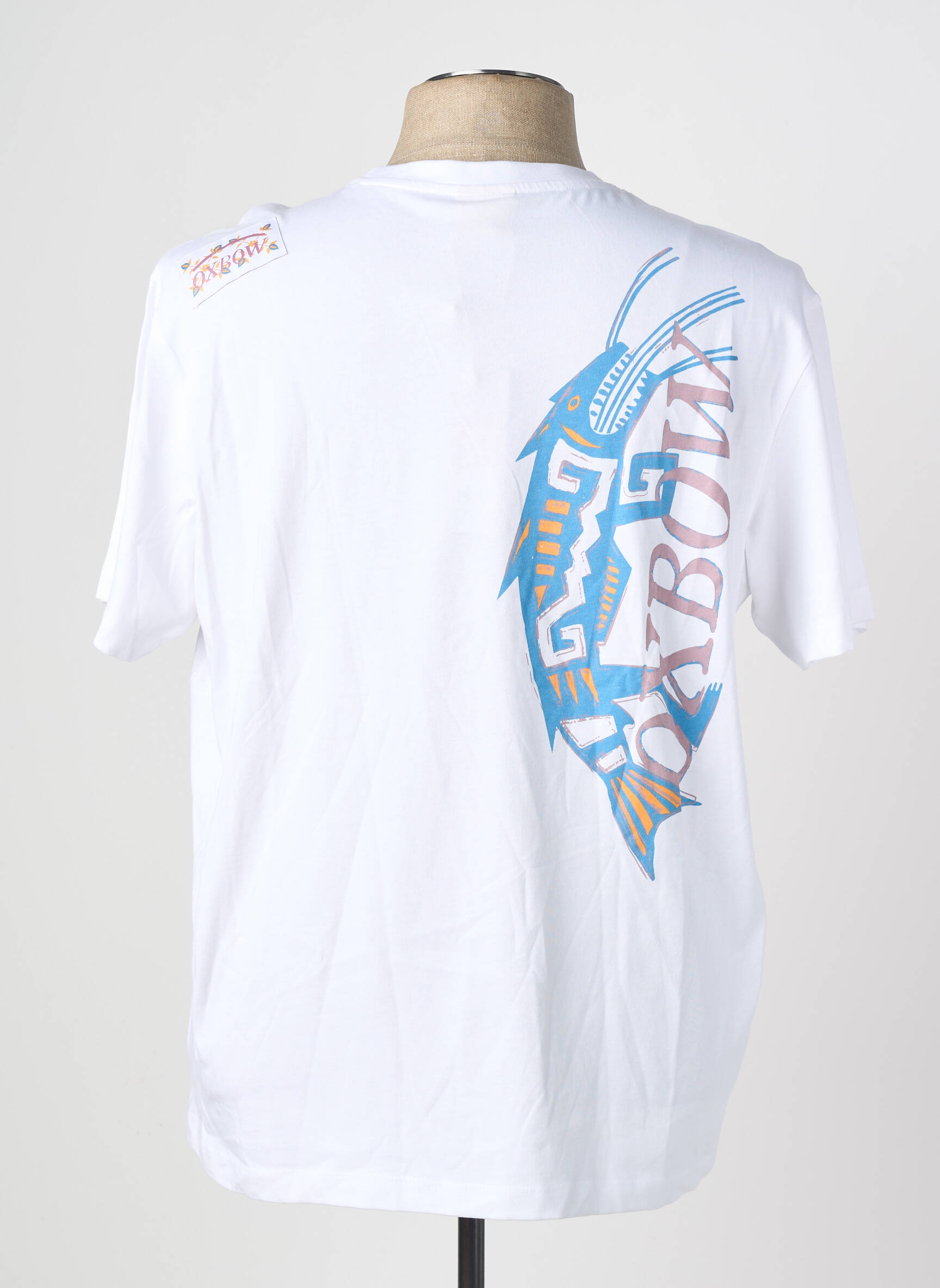 Tricou serigrafie flockată mâneci scurte alb OXBOW bărbat