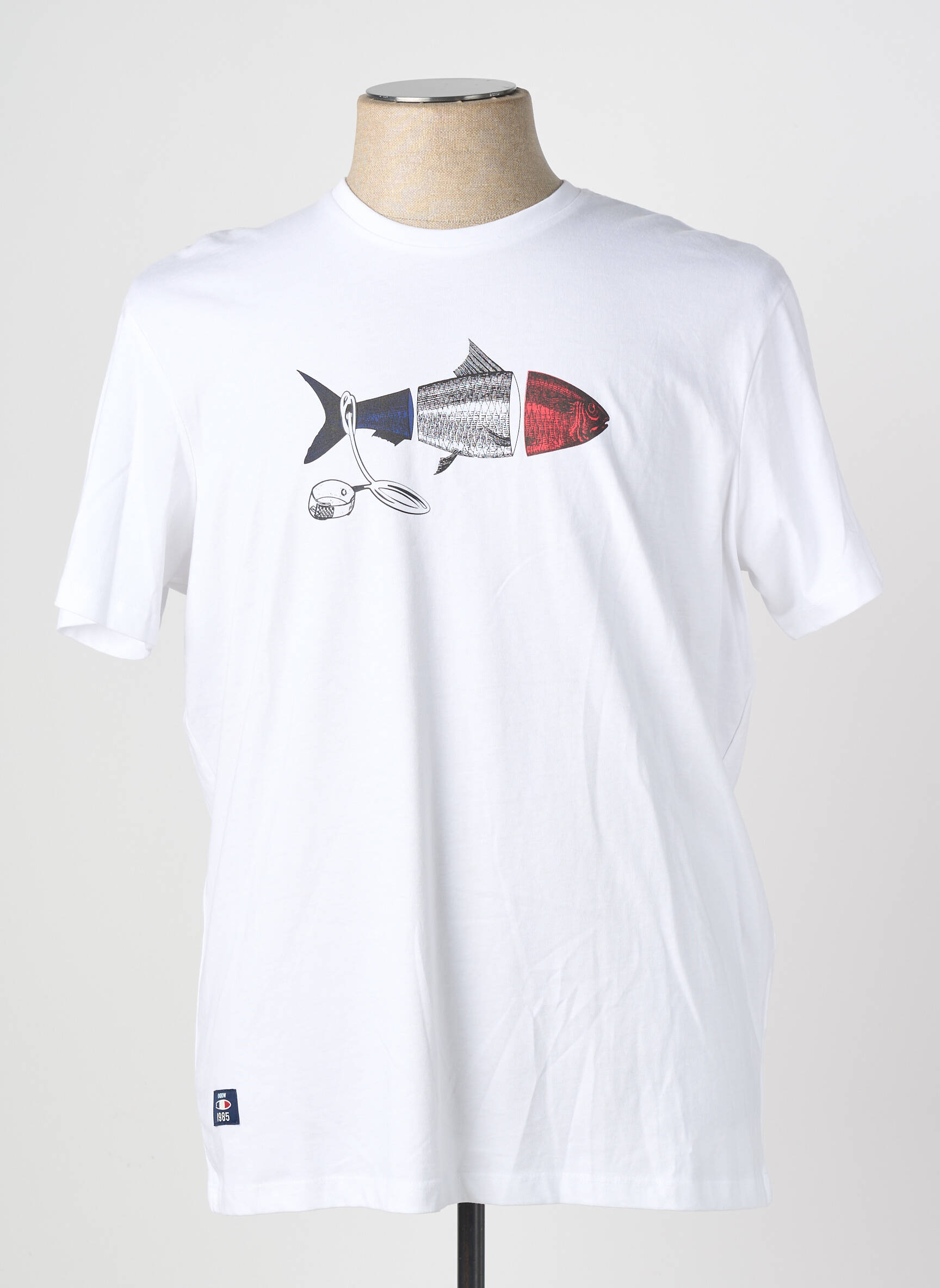 Tricou serigrafie flockată mâneci scurte alb OXBOW bărbat
