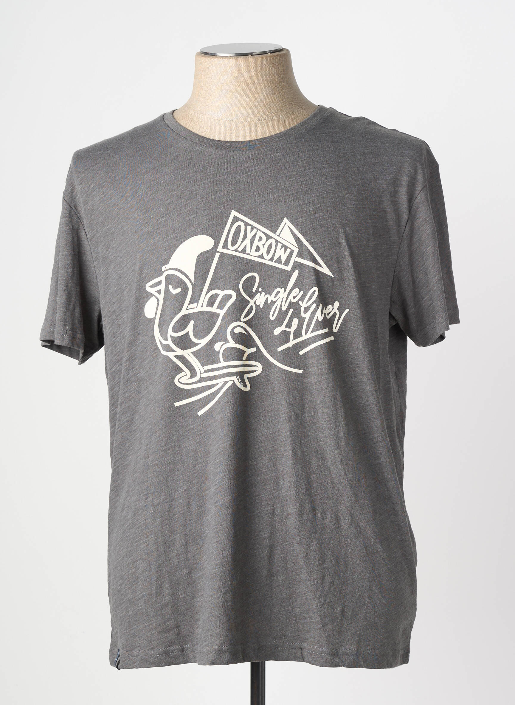 Tricou serigrafie flockată mâneci scurte gri OXBOW bărbat