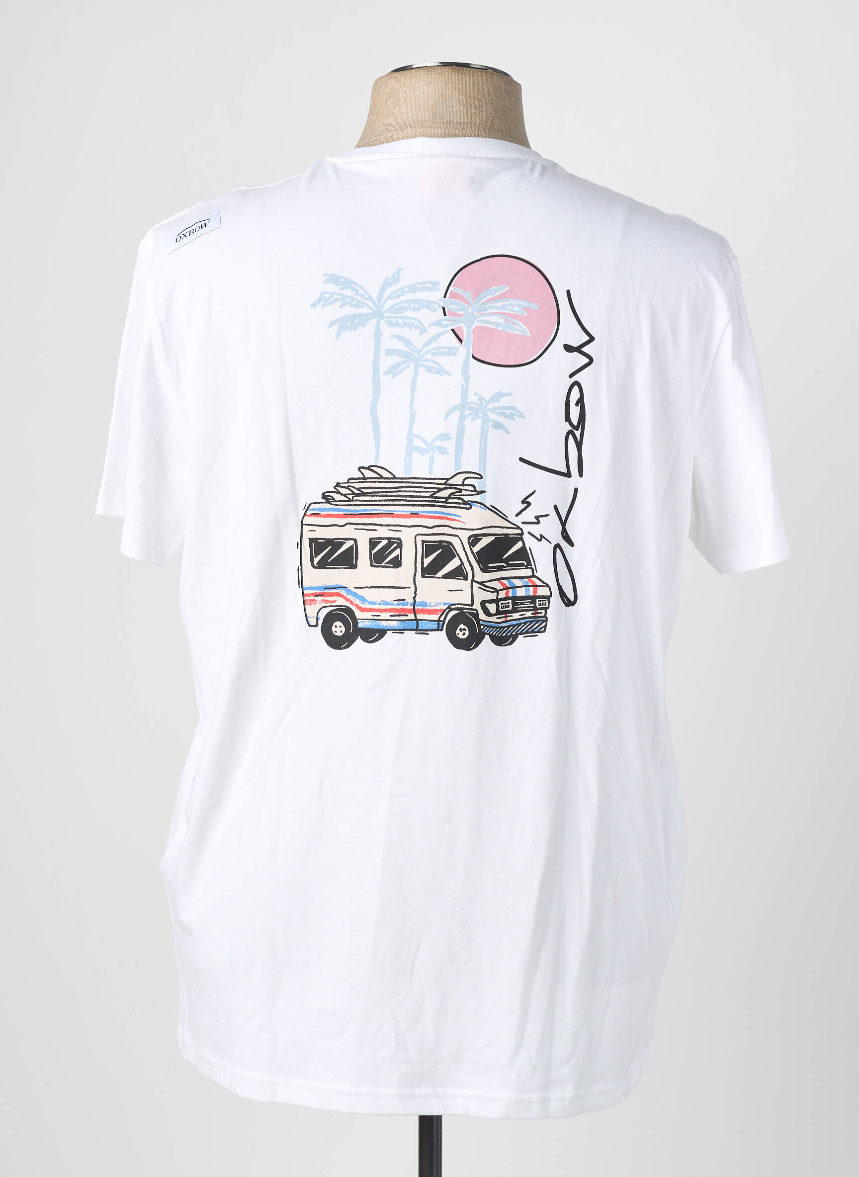 Tricou serigrafie flockată mâneci scurte alb OXBOW bărbat