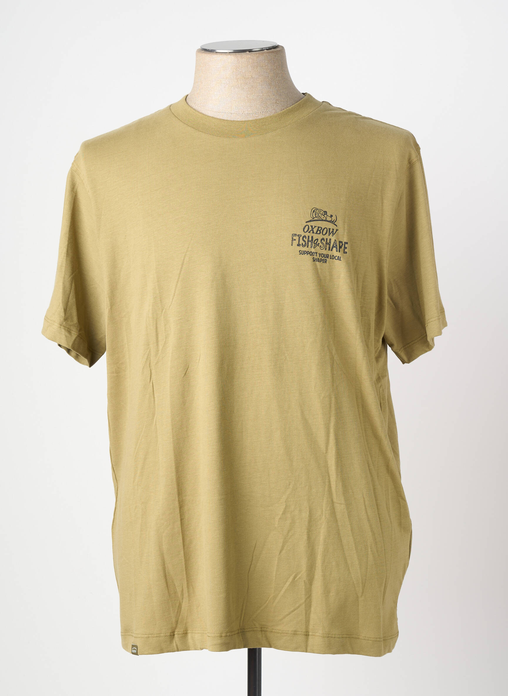 Tricou serigrafie flockată mâneci scurte verde OXBOW bărbat