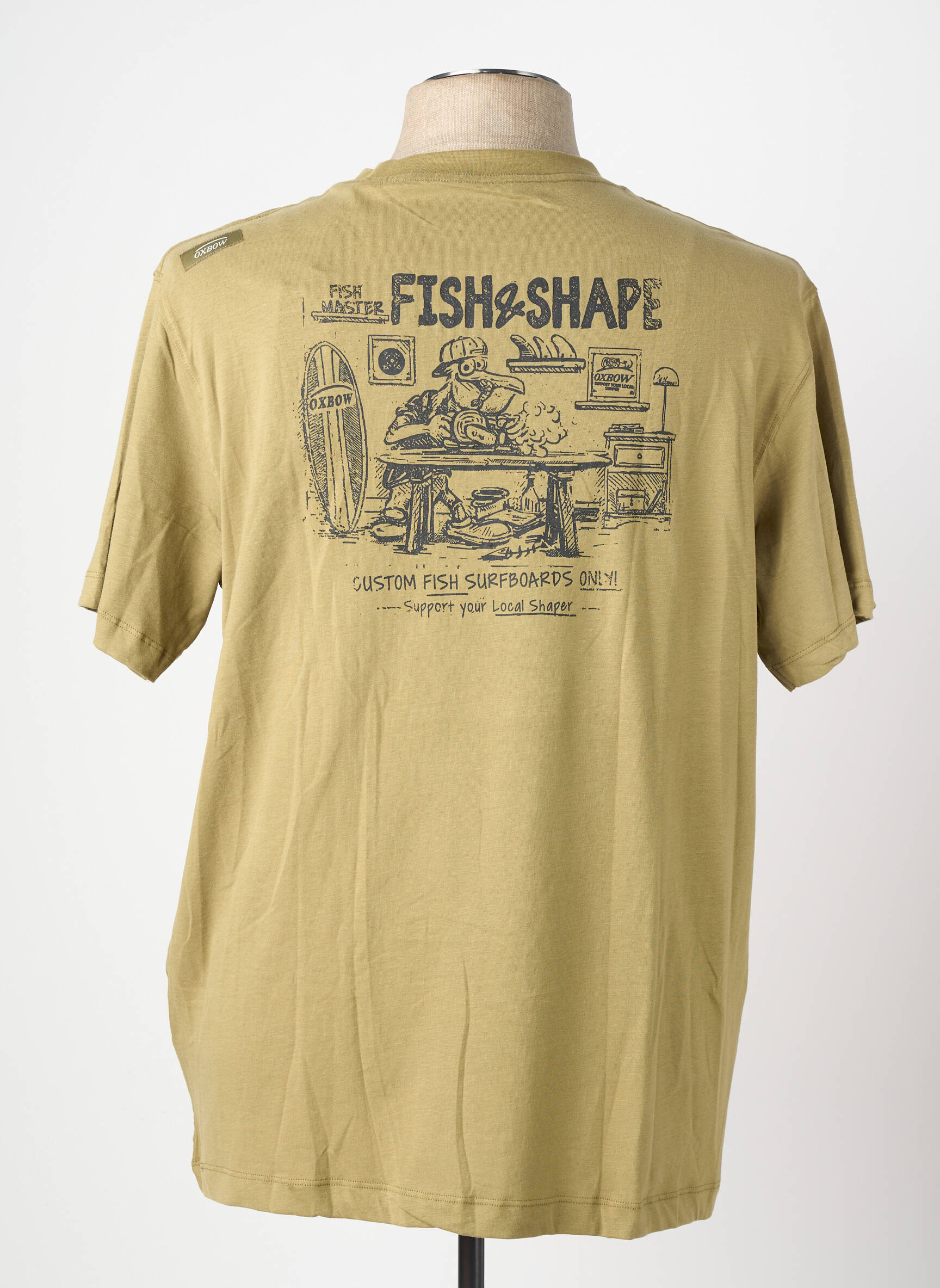 Tricou serigrafie flockată mâneci scurte verde OXBOW bărbat