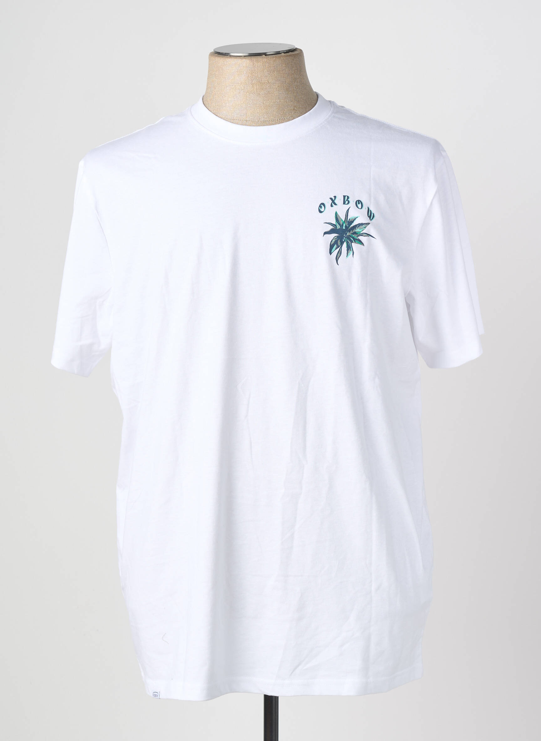 Tricou serigrafie flockată mâneci scurte alb OXBOW bărbat
