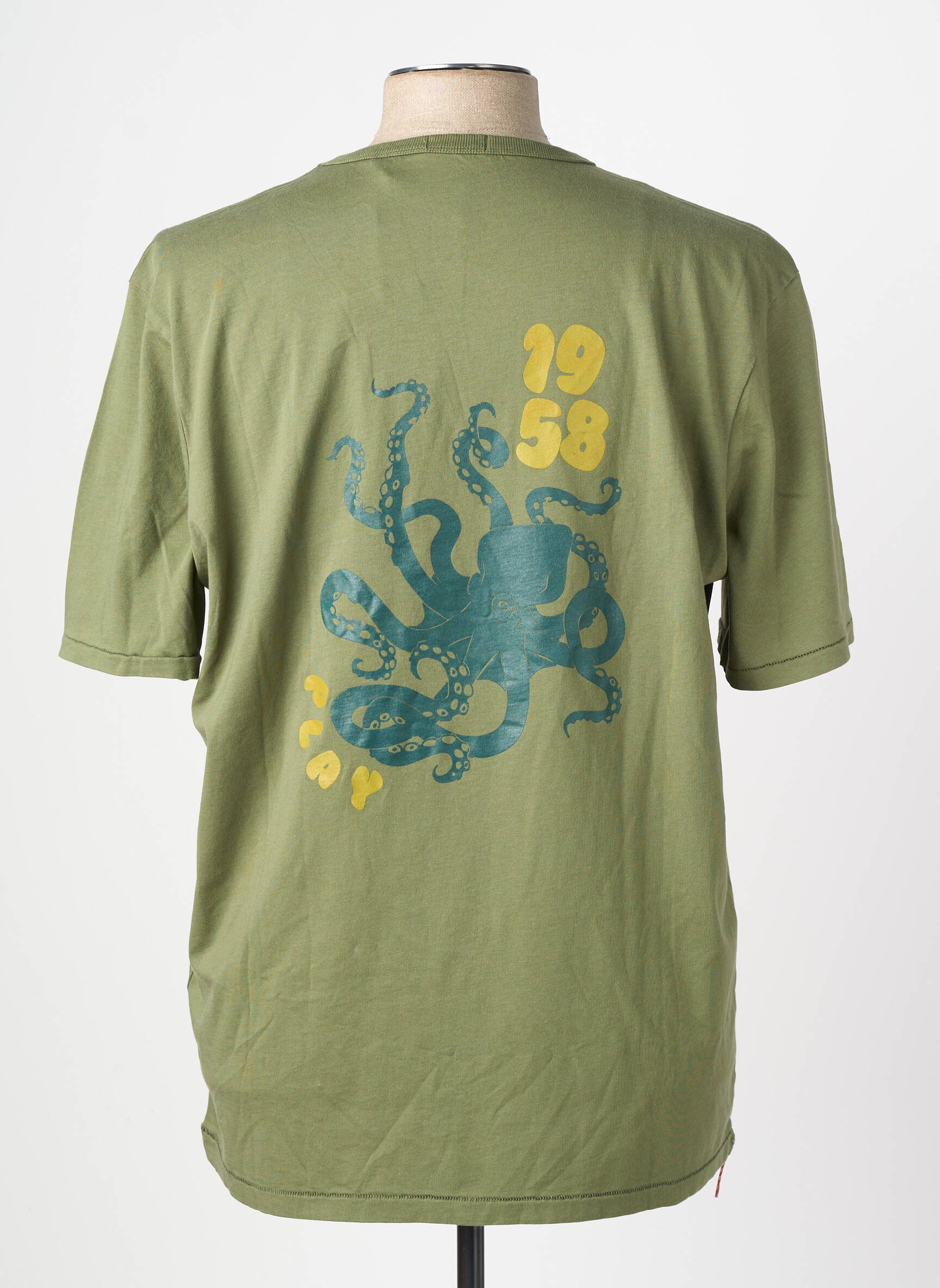 Tricou serigrafie flockată mâneci lungi verde SERGE BLANCO bărbat