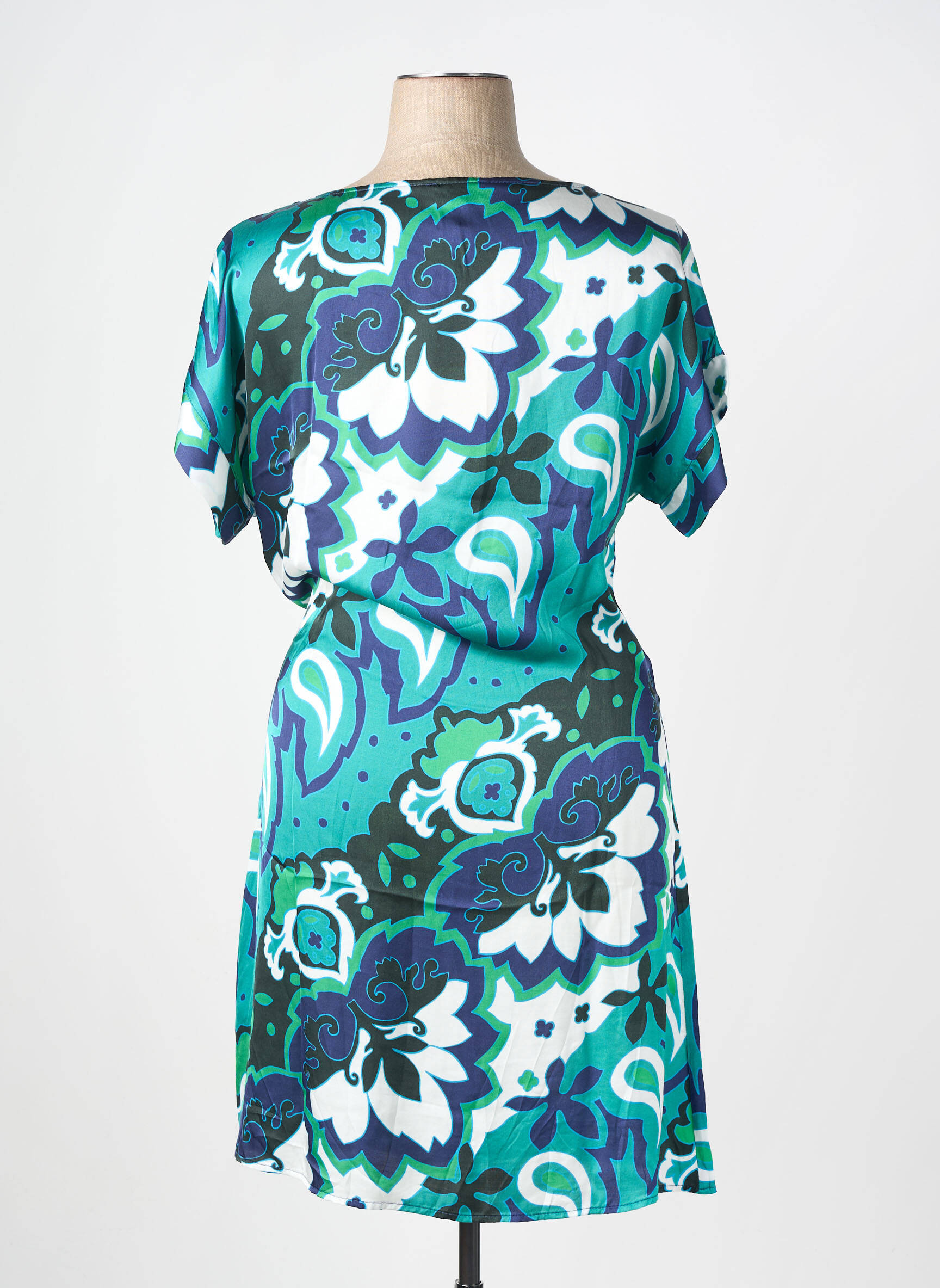 Rochie midi imprimeu fantezie mâneci scurte verde LA FEE MARABOUTEE femeie