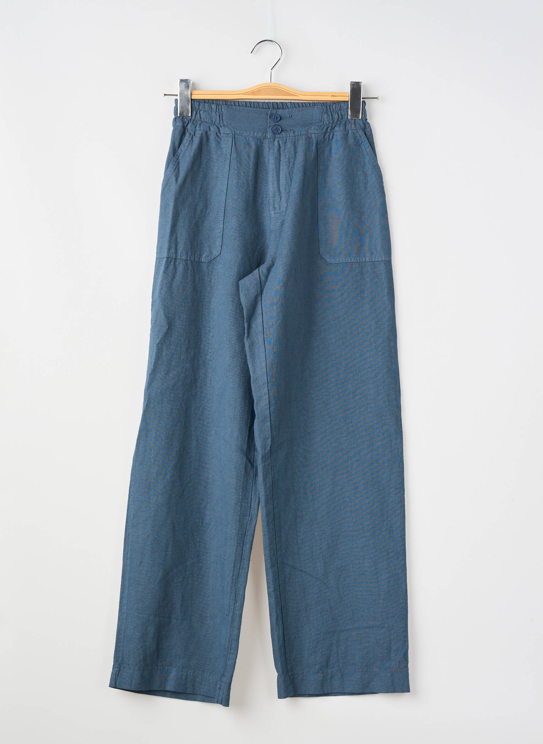 Pantalon drept talie elastică mărime normală albastru PAKO LITTO femeie