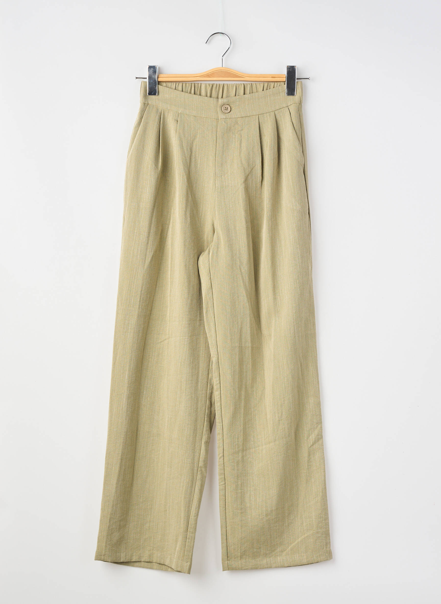 Pantalon larg țesătură poplin mărime normală verde MOLLY BRACKEN femeie