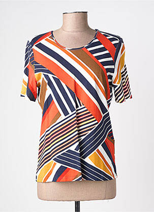 Tricou imprimeu fantezie mâneci scurte portocalie BARBARA LEBEK femeie