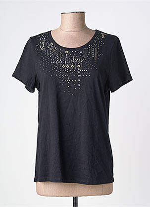 Tricou croială dreaptă mâneci scurte negru ABRIL femeie