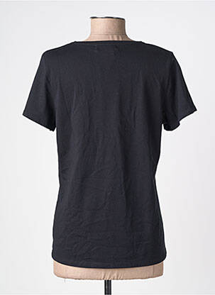 Tricou croială dreaptă mâneci scurte negru ABRIL femeie