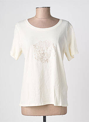 Tricou serigrafie flockată mâneci scurte bej TEDDY SMITH femeie