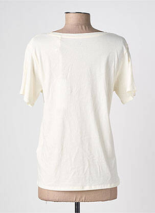 Tricou serigrafie flockată mâneci scurte bej TEDDY SMITH femeie