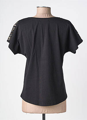 Tricou croială dreaptă mâneci scurte negru ABRIL femeie