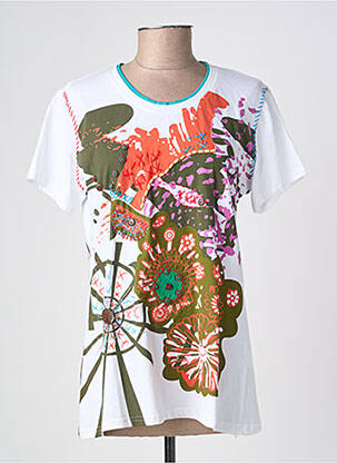 Tricou imprimeu fantezie mâneci scurte alb QUATRE VINGT JOURS femeie