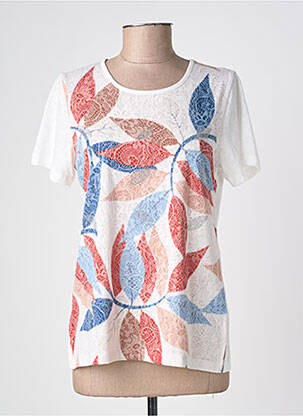 Tricou imprimeu fantezie mâneci scurte alb PLURIELLES femeie
