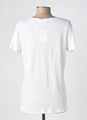 Tricou guler în v mâneci scurte alb C'EST BEAU LA VIE femeie
