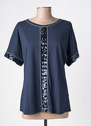 Tricou croială dreaptă mâneci scurte albastru APRIL femeie