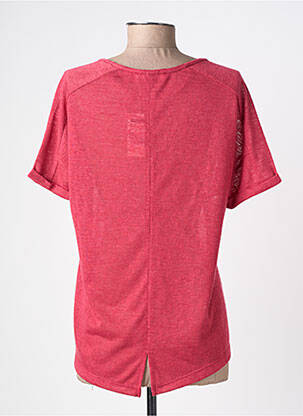 Tricou croială dreaptă mâneci scurte roșu C'EST BEAU LA VIE femeie