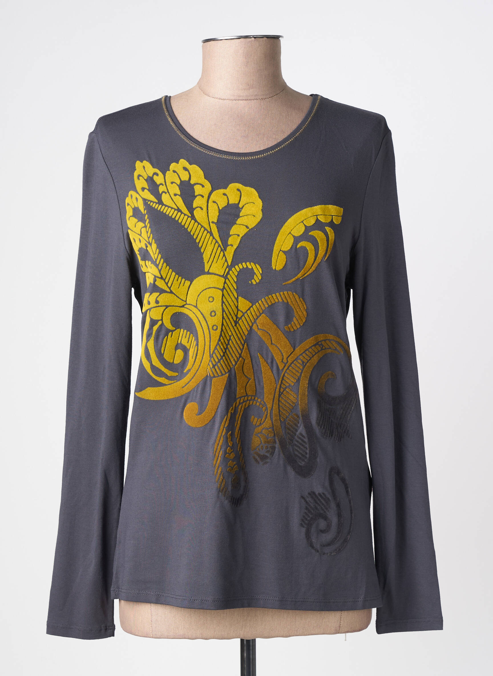 Tricou mâneci lungi mâneci lungi gri BARBARA LEBEK femeie