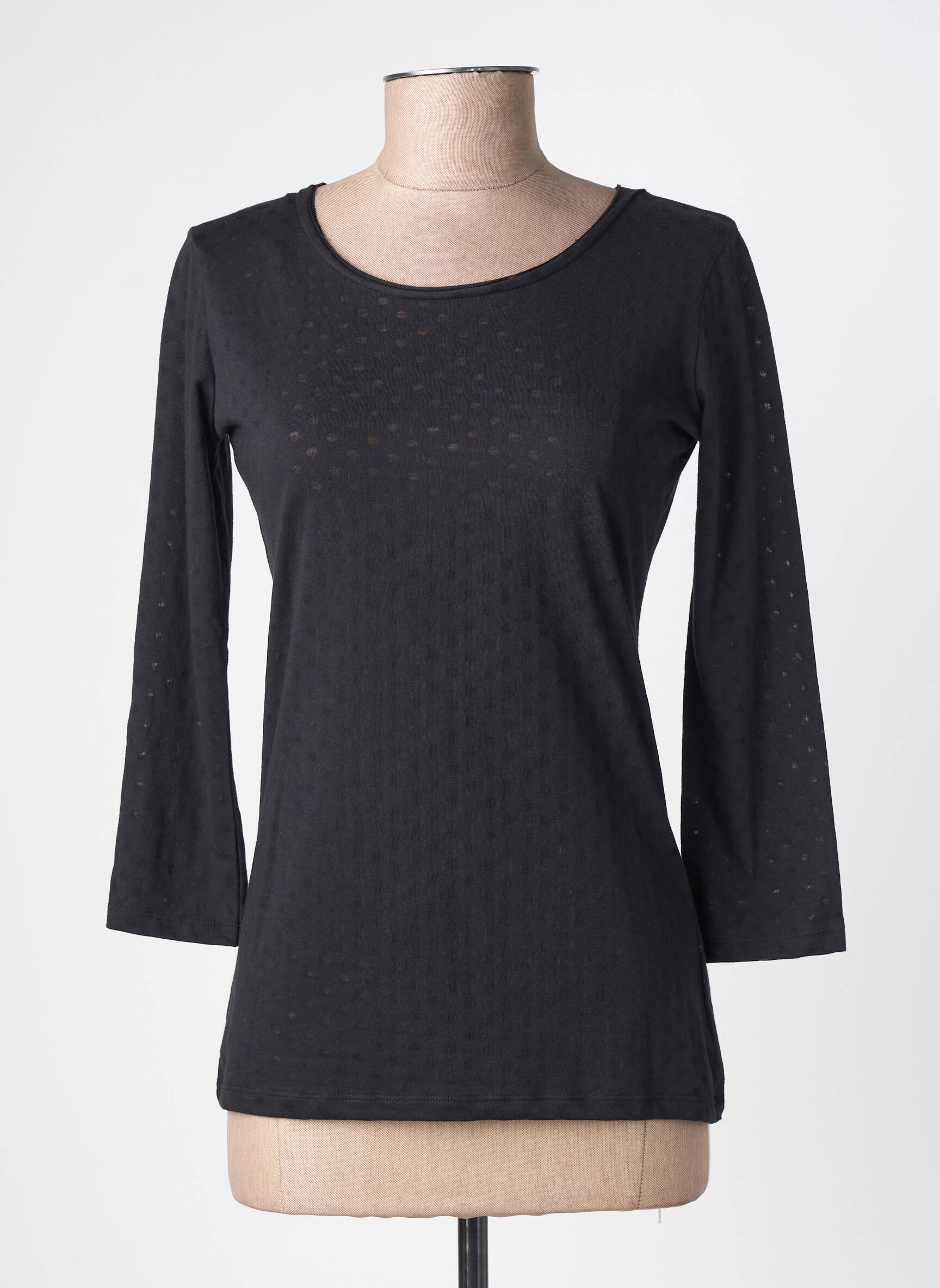 Tricou mâneci 3/4 mâneci 3/4 negru C'EST BEAU LA VIE femeie