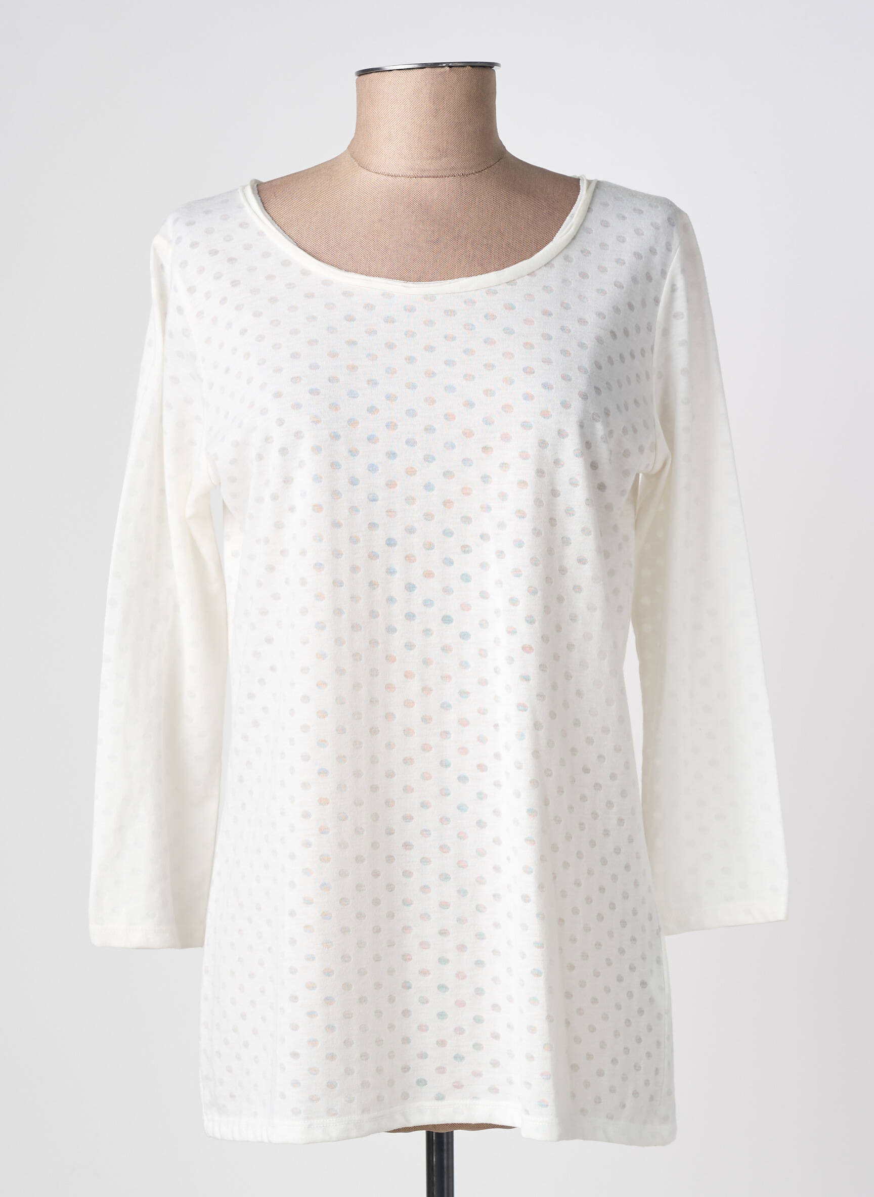 Tricou mâneci 3/4 mâneci 3/4 alb C'EST BEAU LA VIE femeie