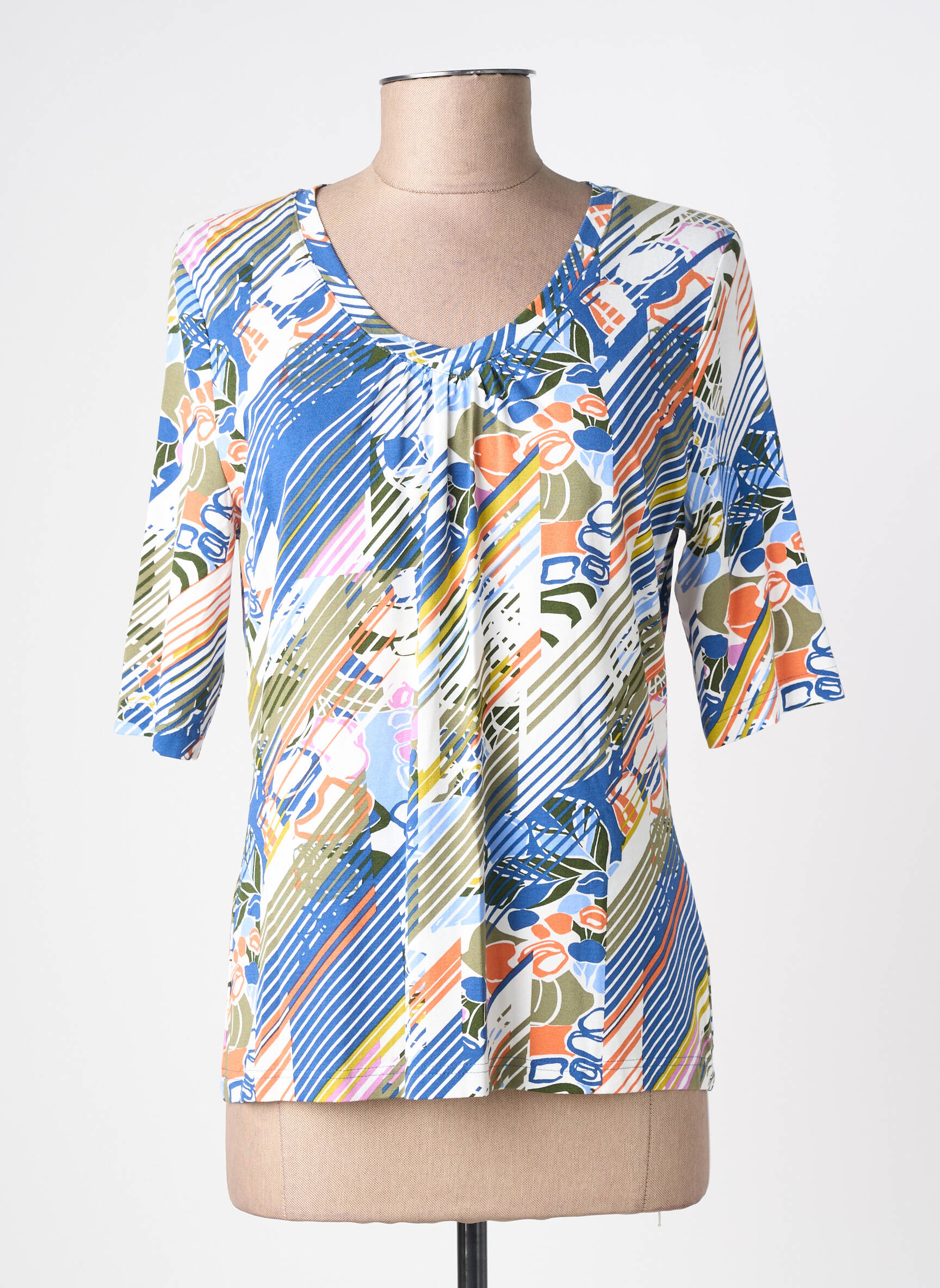 Tricou imprimeu fantezie mâneci scurte albastru BARBARA LEBEK femeie