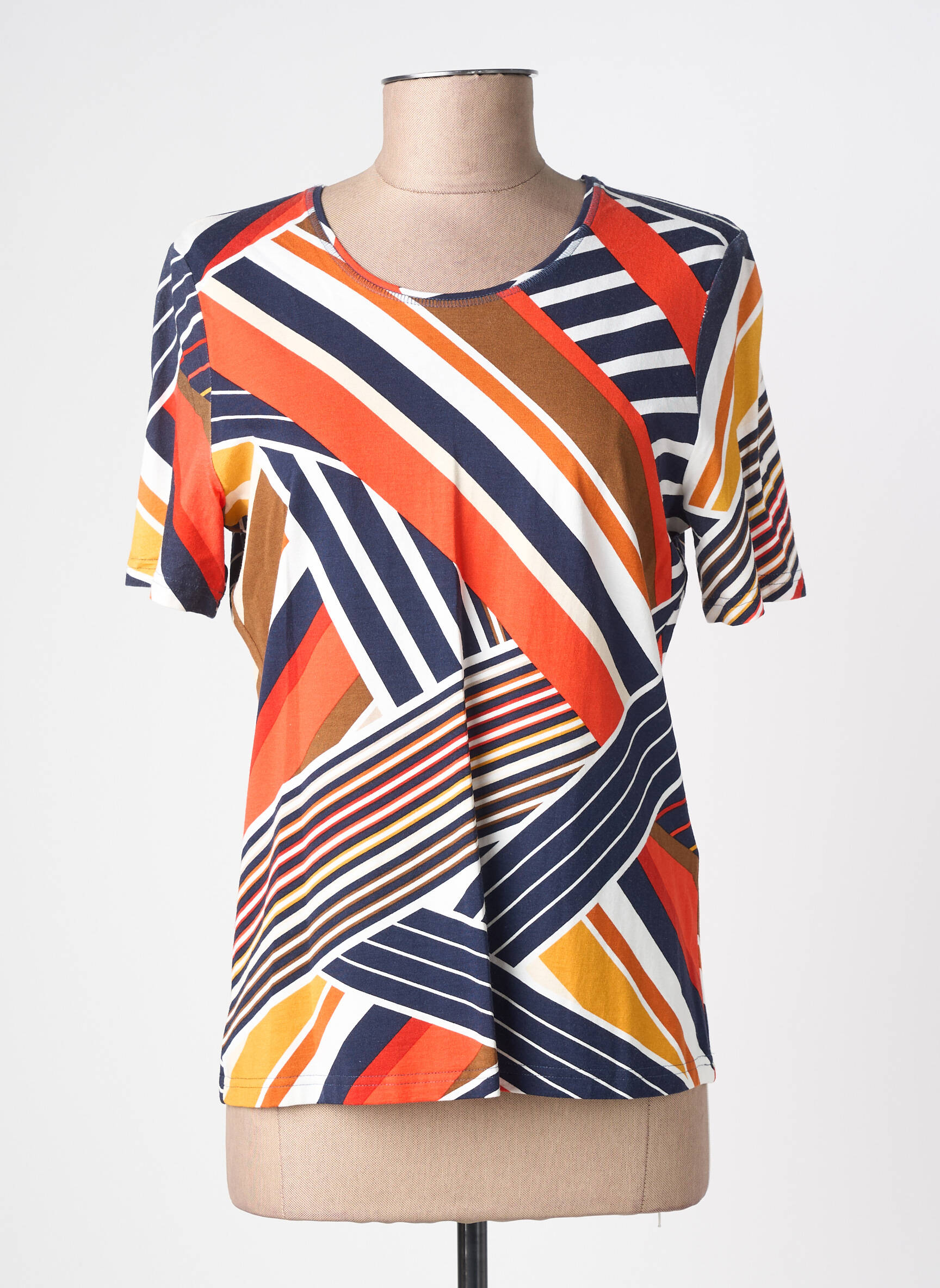 Tricou imprimeu fantezie mâneci scurte portocalie BARBARA LEBEK femeie