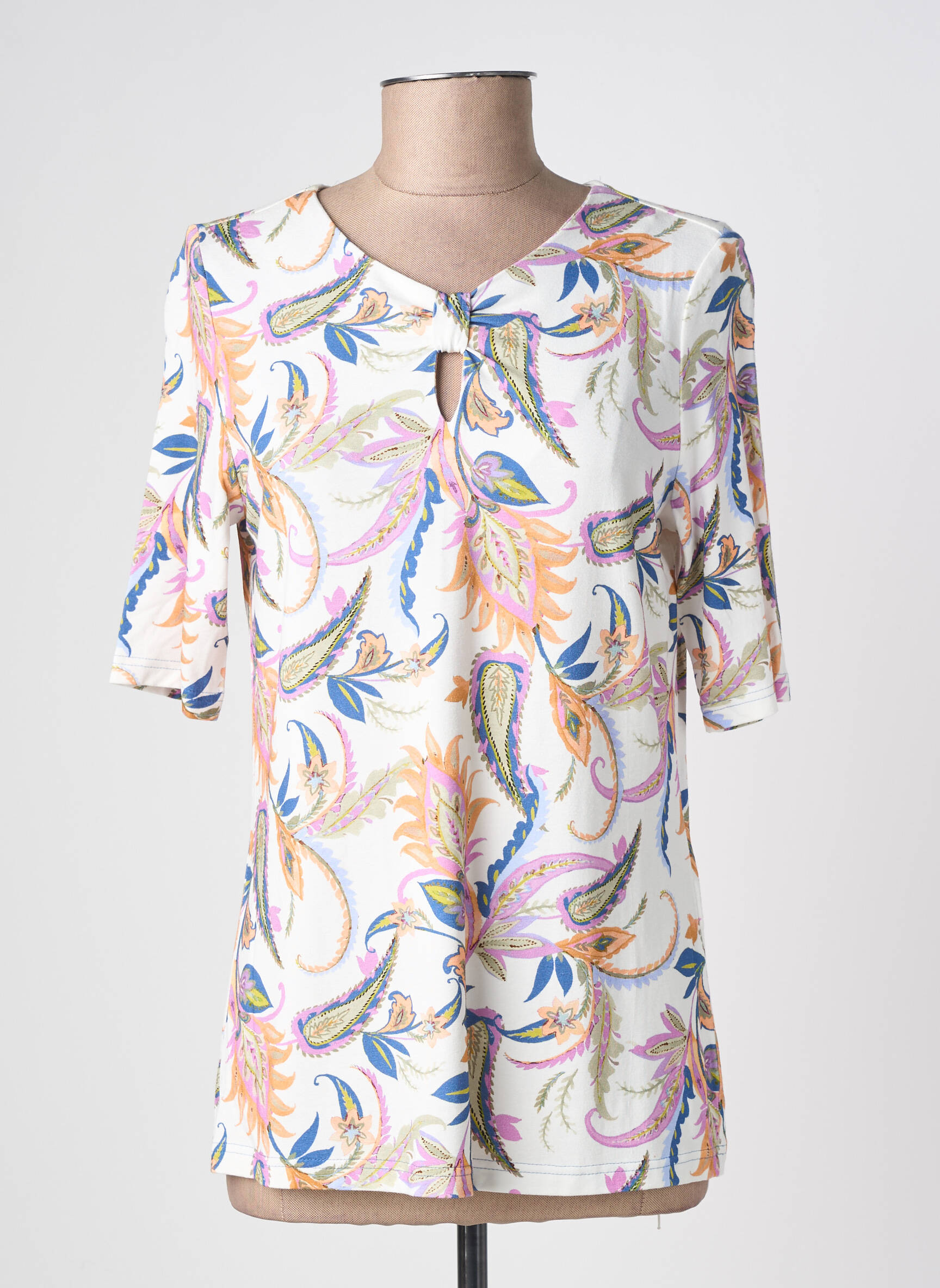 Tricou imprimeu fantezie mâneci scurte alb BARBARA LEBEK femeie