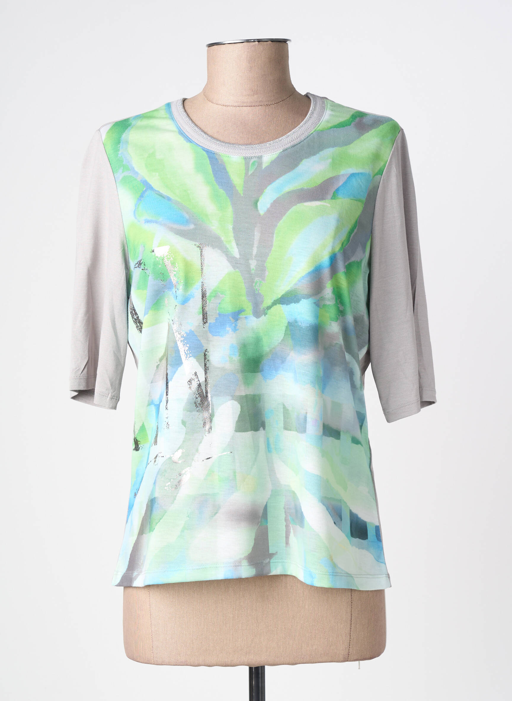 Tricou imprimeu fantezie mâneci scurte gri BARBARA LEBEK femeie