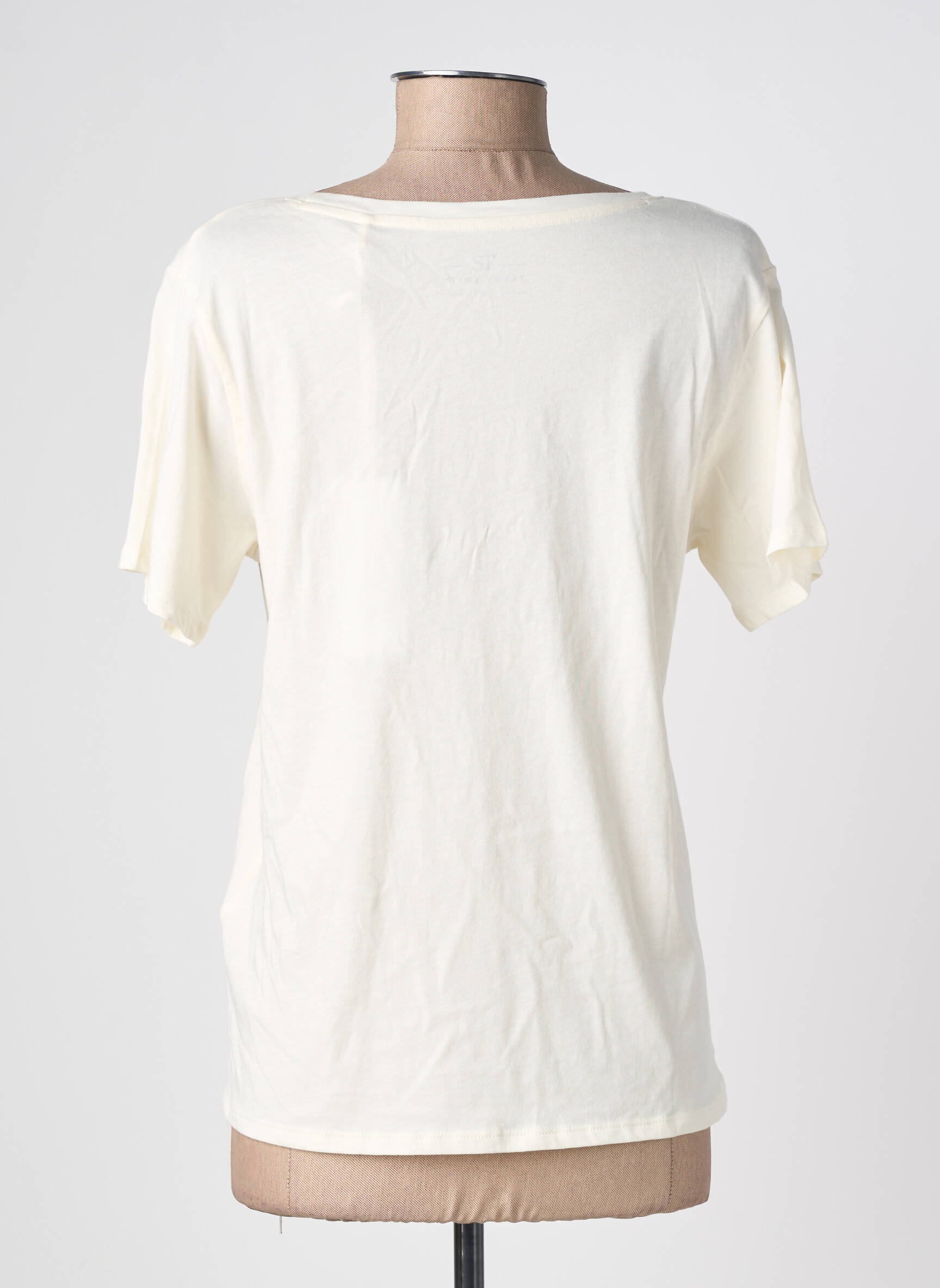 Tricou serigrafie flockată mâneci scurte bej TEDDY SMITH femeie
