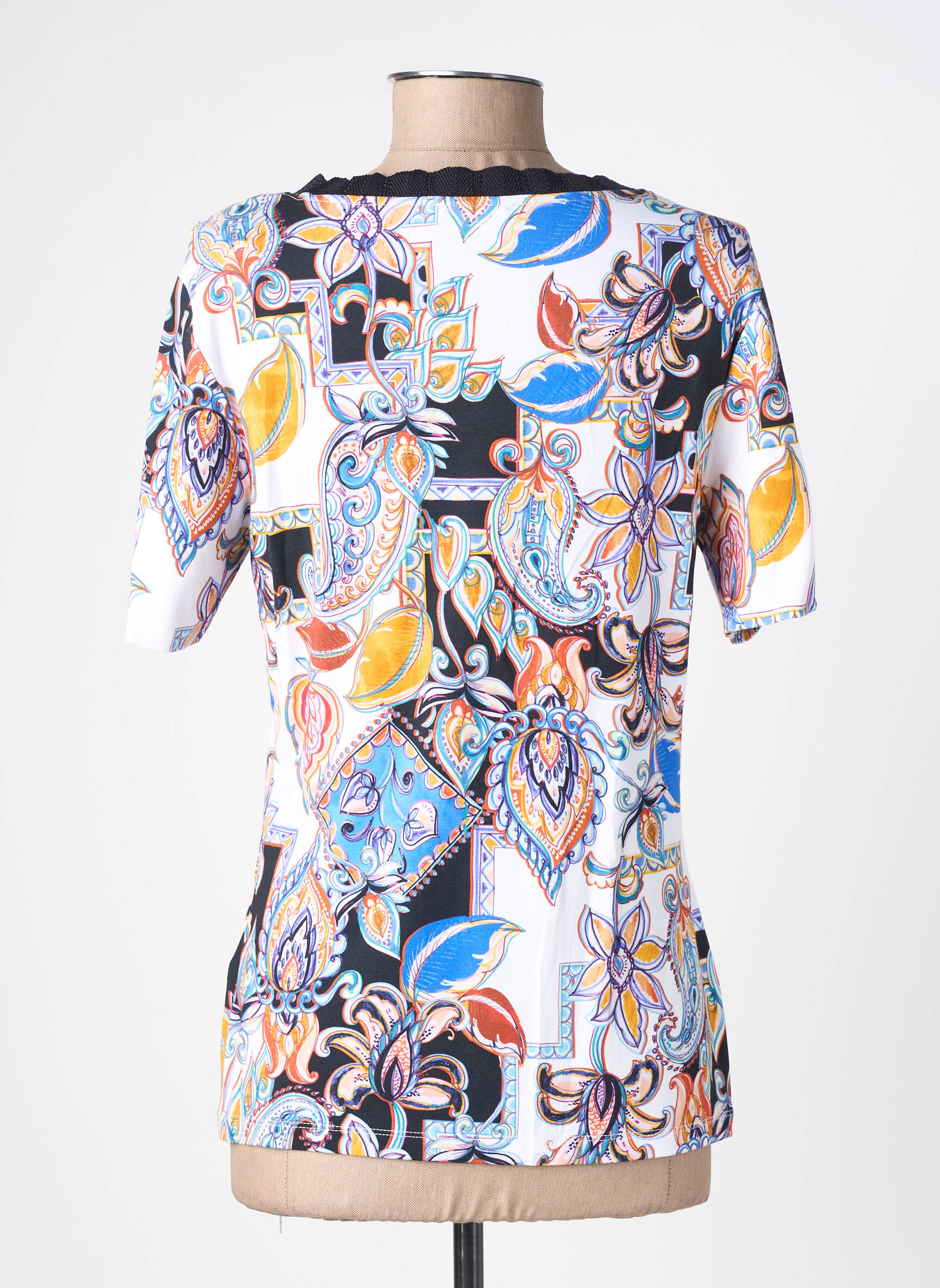 Tricou imprimeu fantezie mâneci scurte albastru CONCEPT K femeie