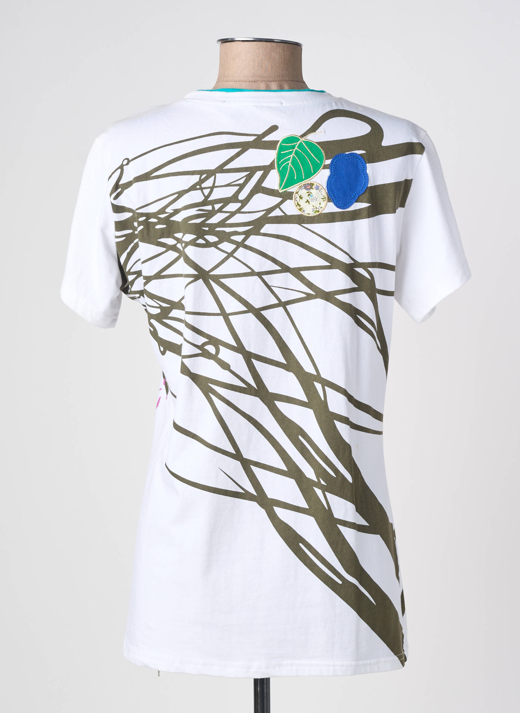 Tricou imprimeu fantezie mâneci scurte alb QUATRE VINGT JOURS femeie