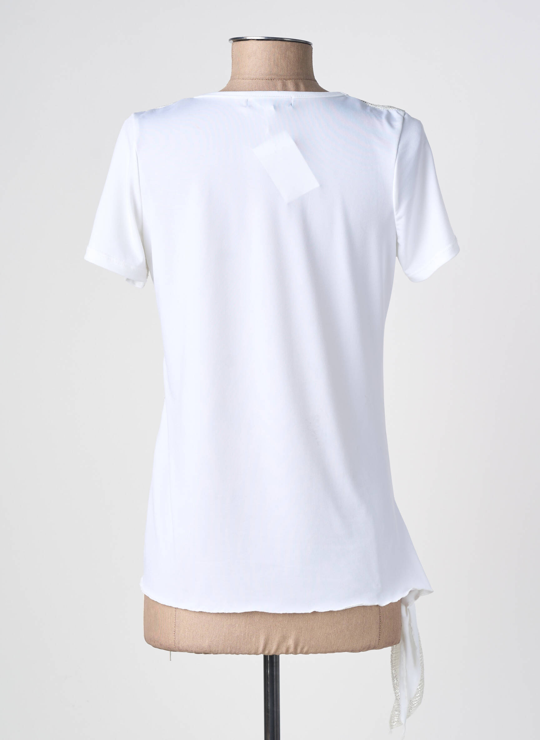 Tricou croială dreaptă mâneci scurte alb NURIA VILARDAGA femeie