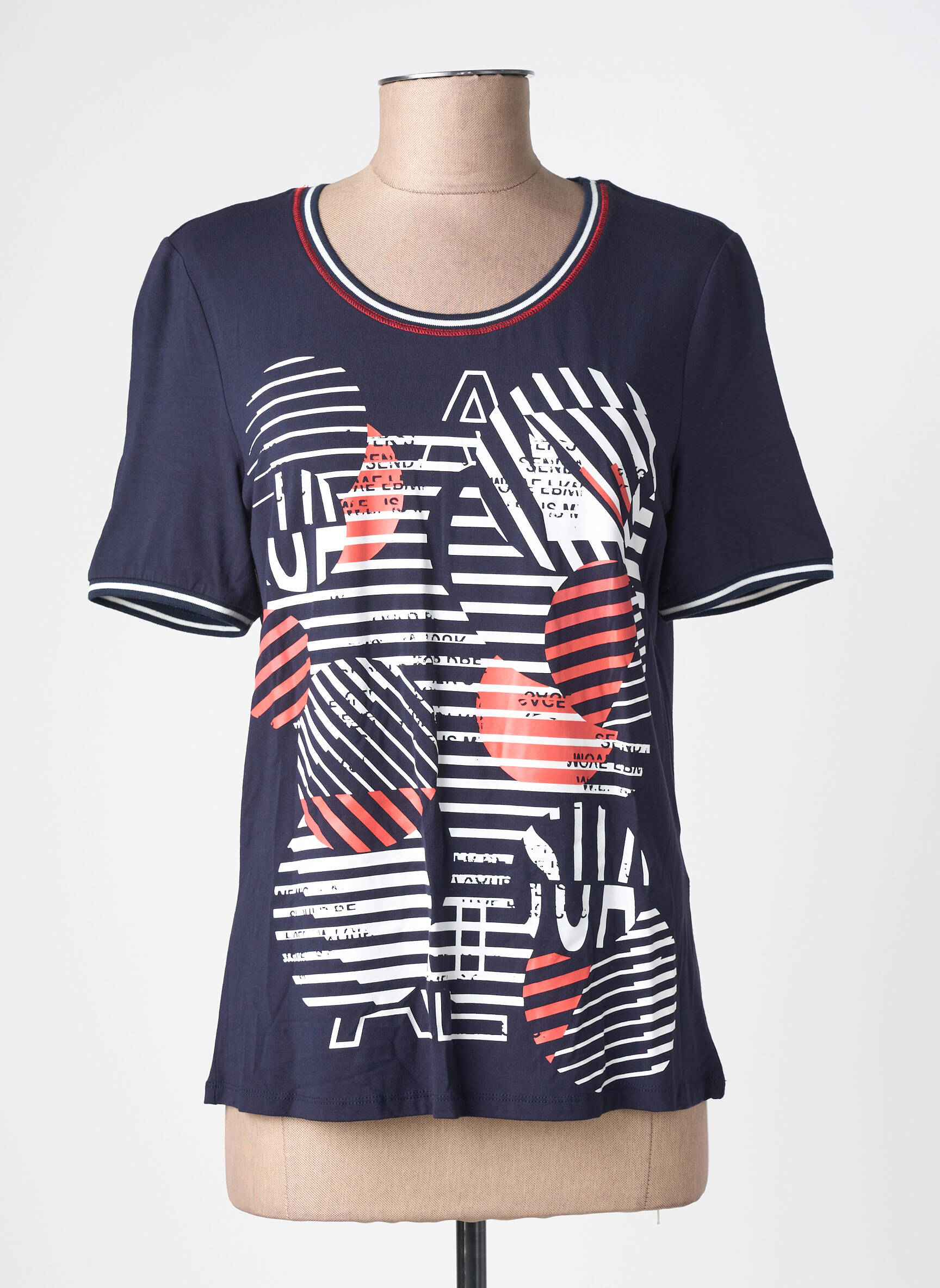 Tricou imprimeu fantezie mâneci scurte albastru BARBARA LEBEK femeie