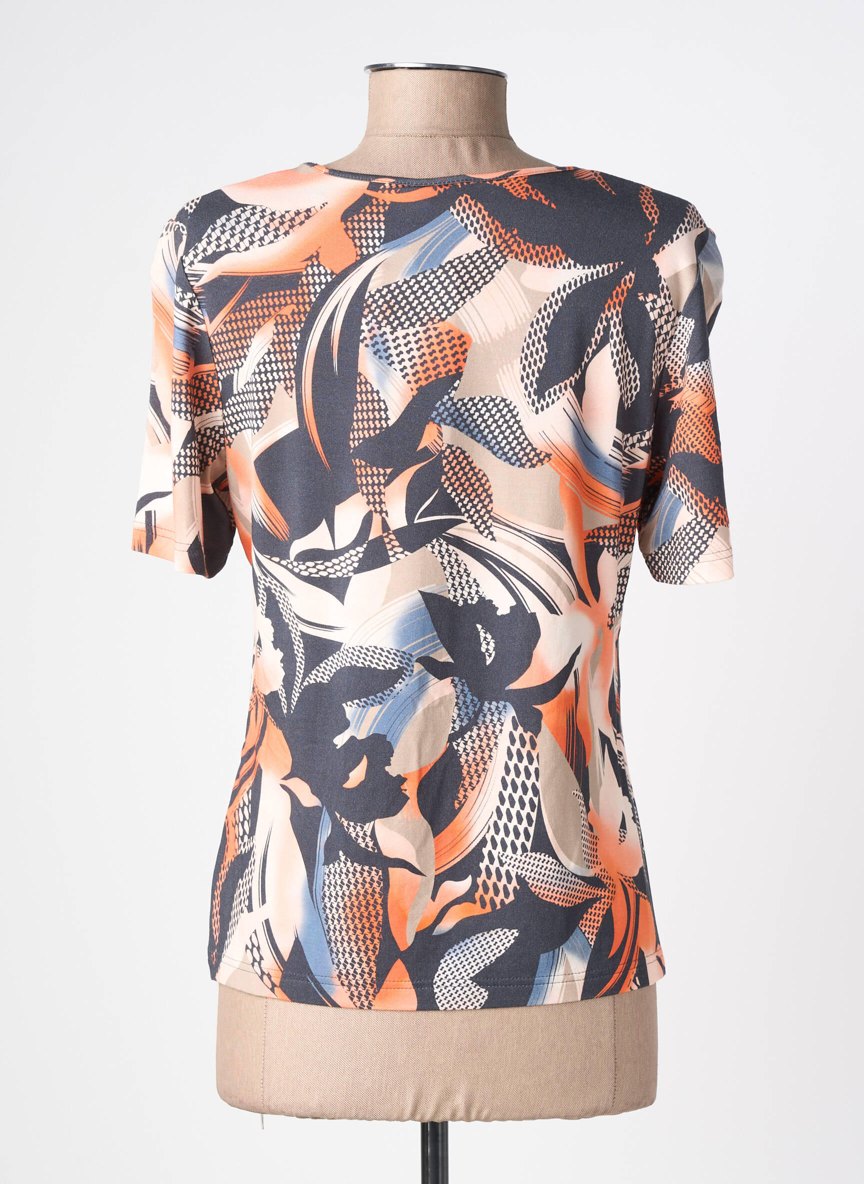 Tricou imprimeu fantezie mâneci scurte portocalie BARBARA LEBEK femeie