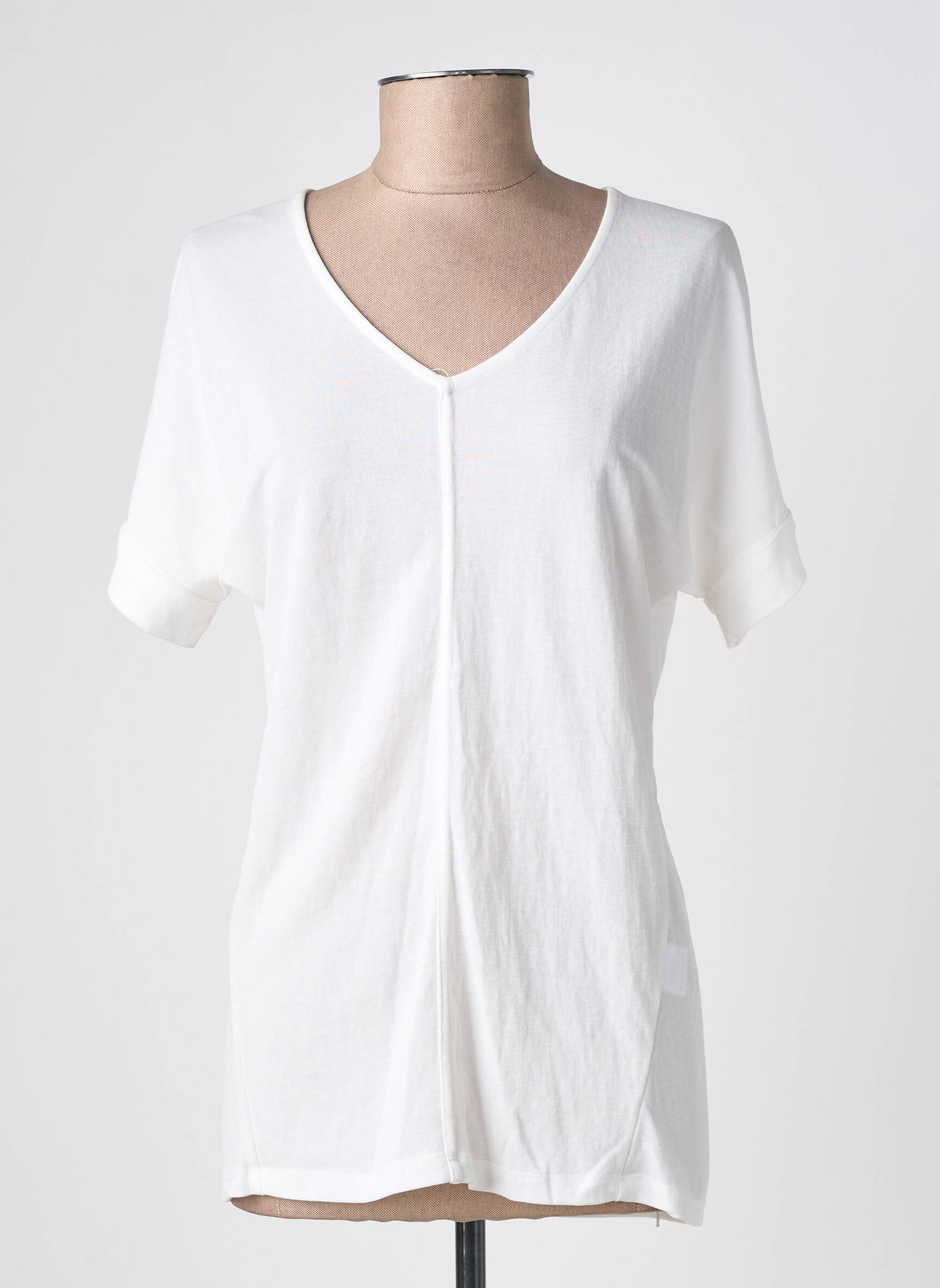 Tricou croială dreaptă mâneci scurte alb M.X.O femeie