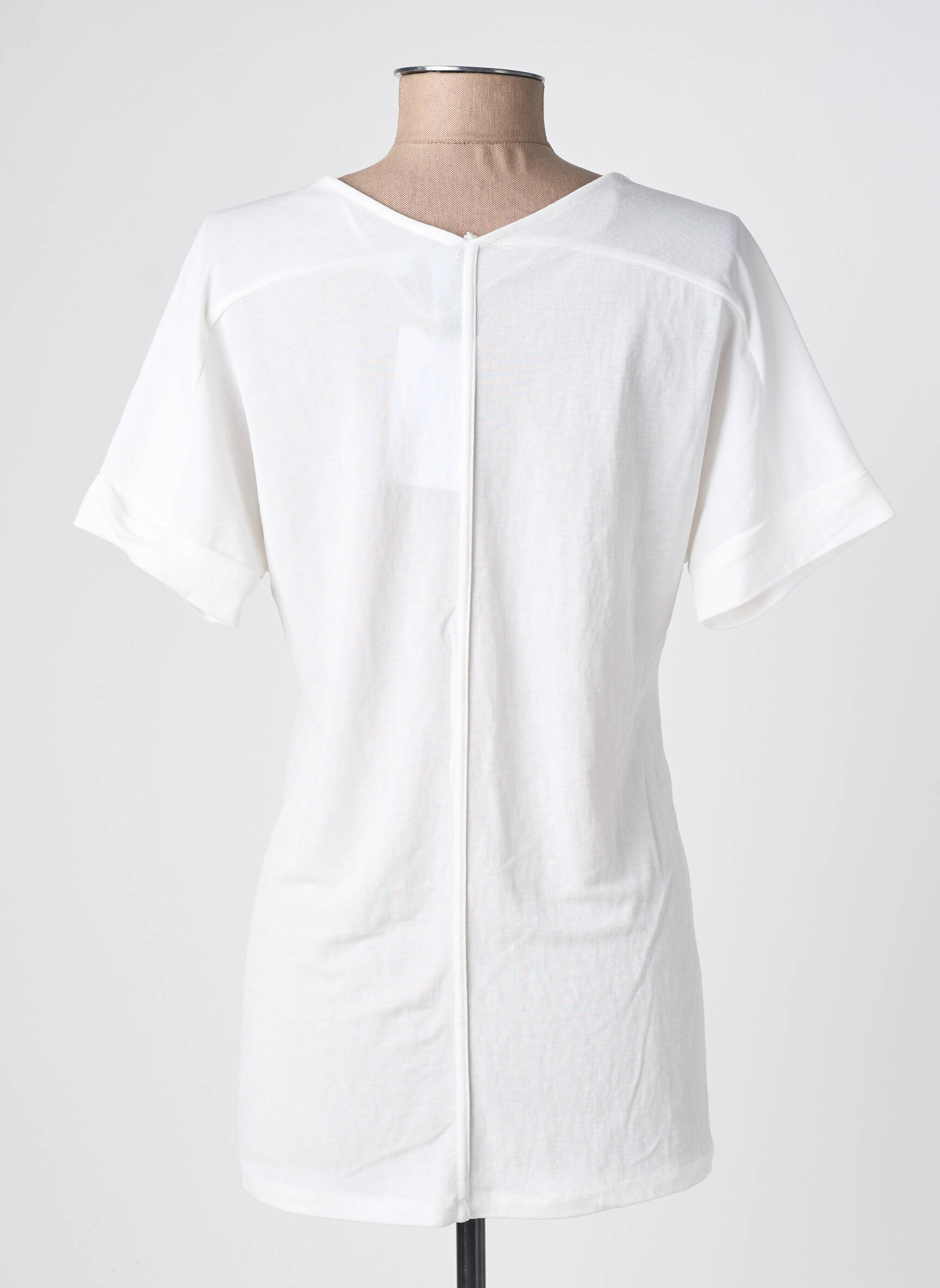 Tricou croială dreaptă mâneci scurte alb M.X.O femeie