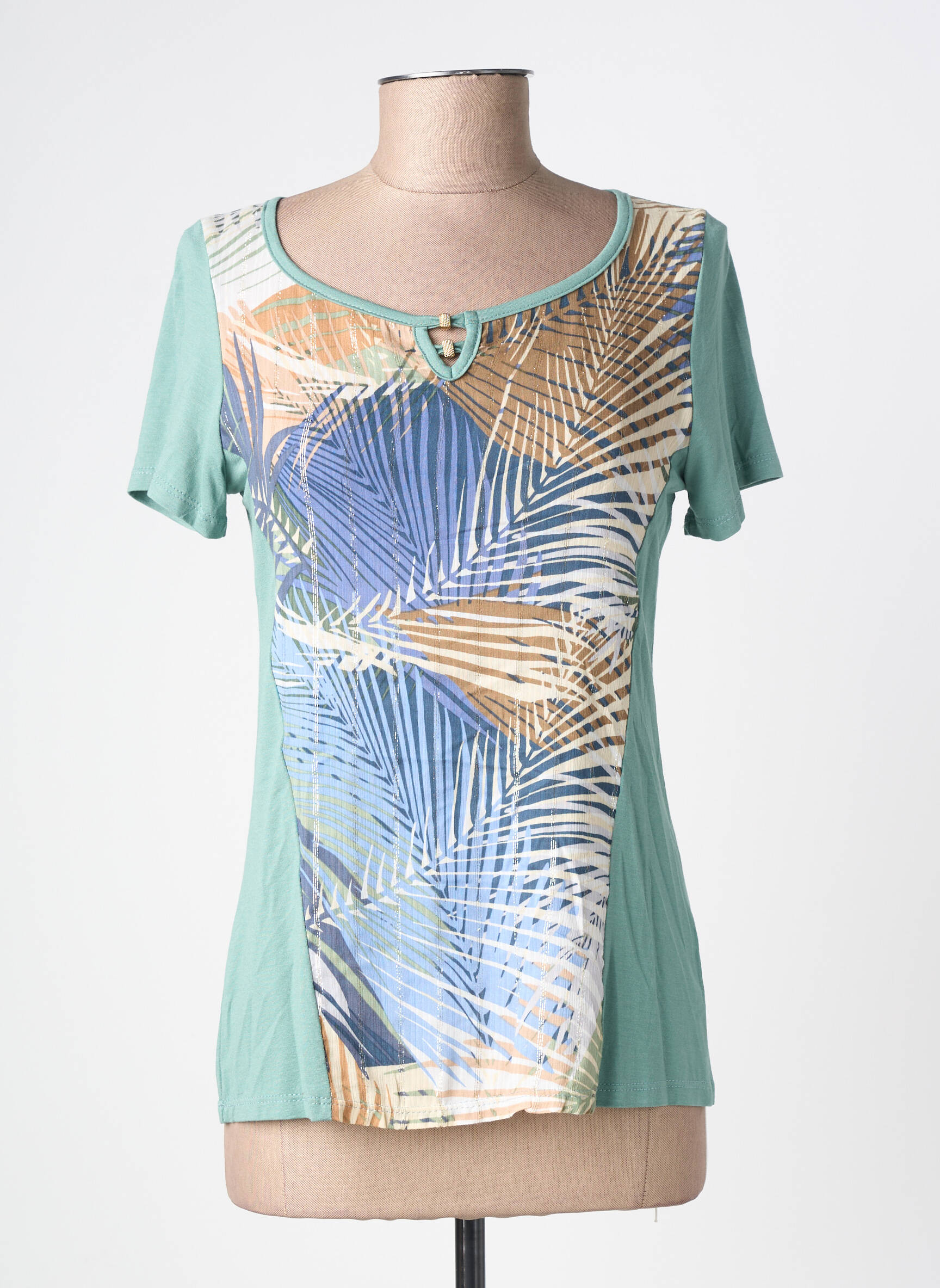 Tricou imprimeu fantezie mâneci scurte verde NURIA VILARDAGA femeie