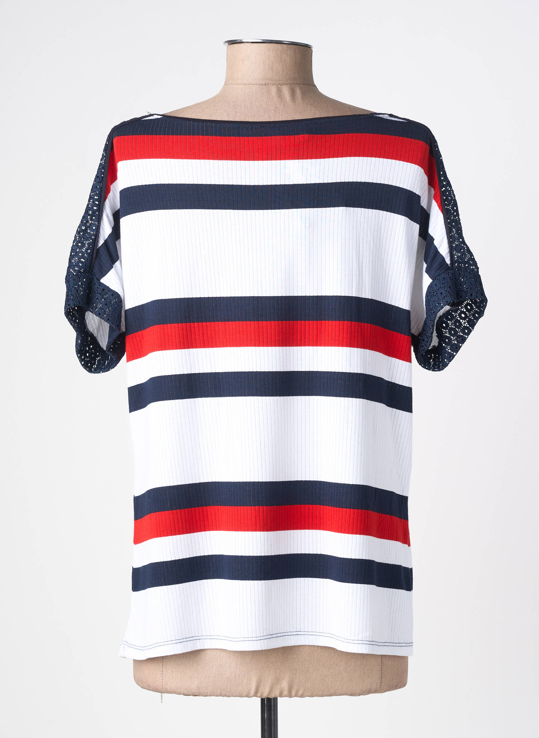 Tricou croială dreaptă mâneci scurte alb NATURAL STB femeie