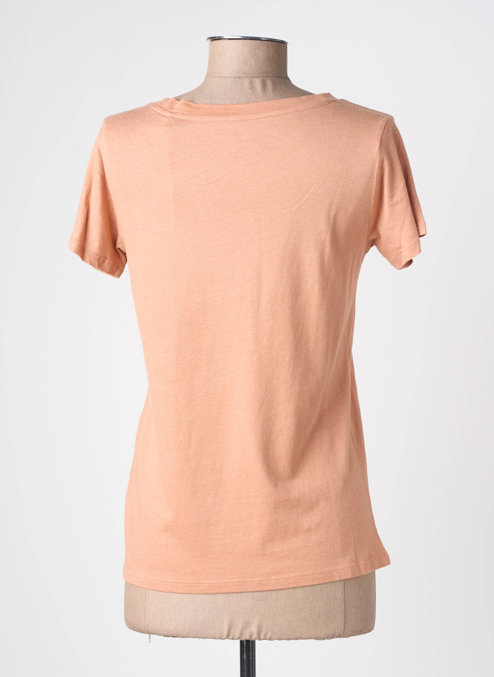 Tricou serigrafie flockată mâneci scurte portocalie TEDDY SMITH femeie