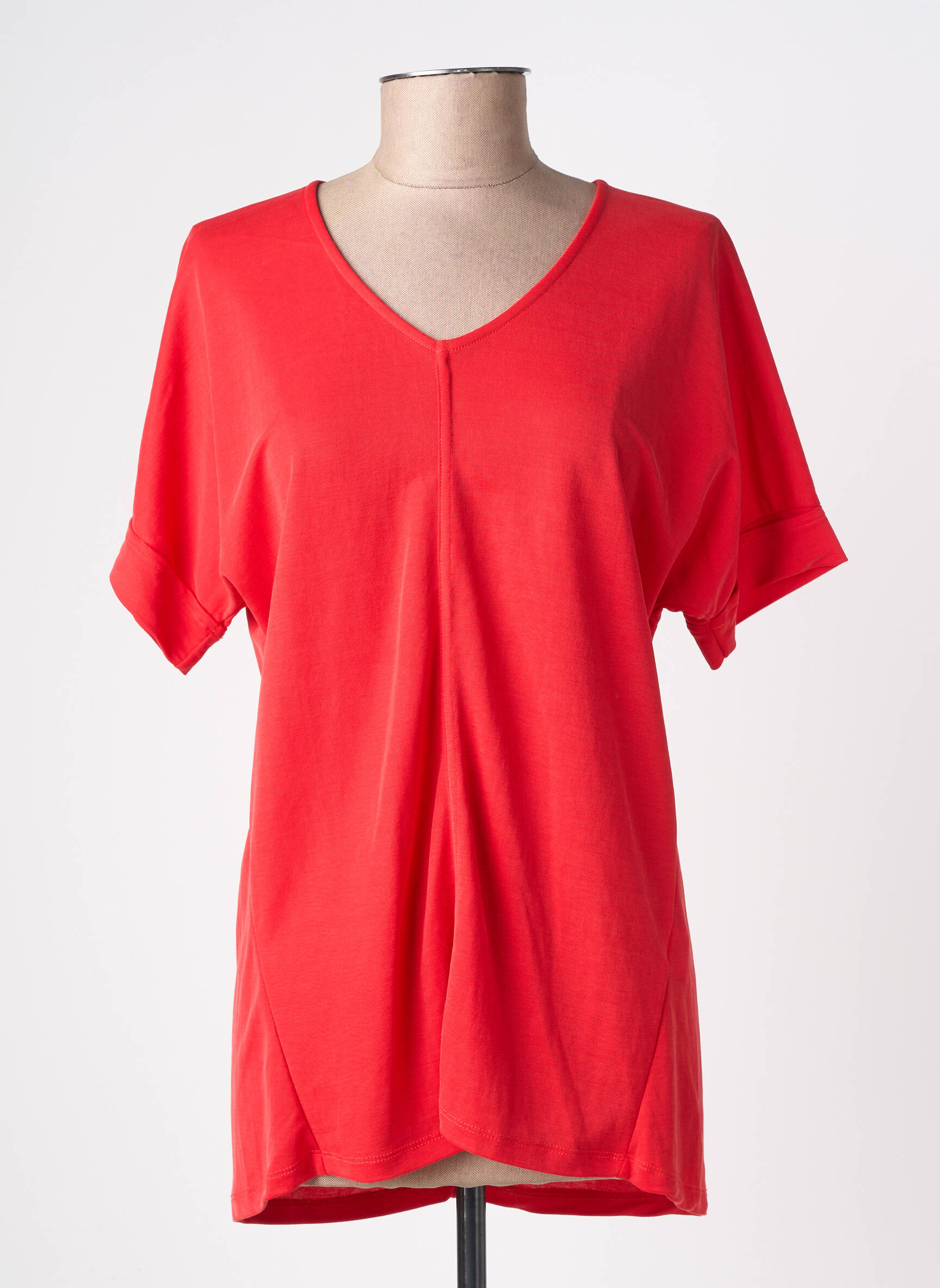 Tricou croială dreaptă mâneci scurte roșu M.X.O femeie