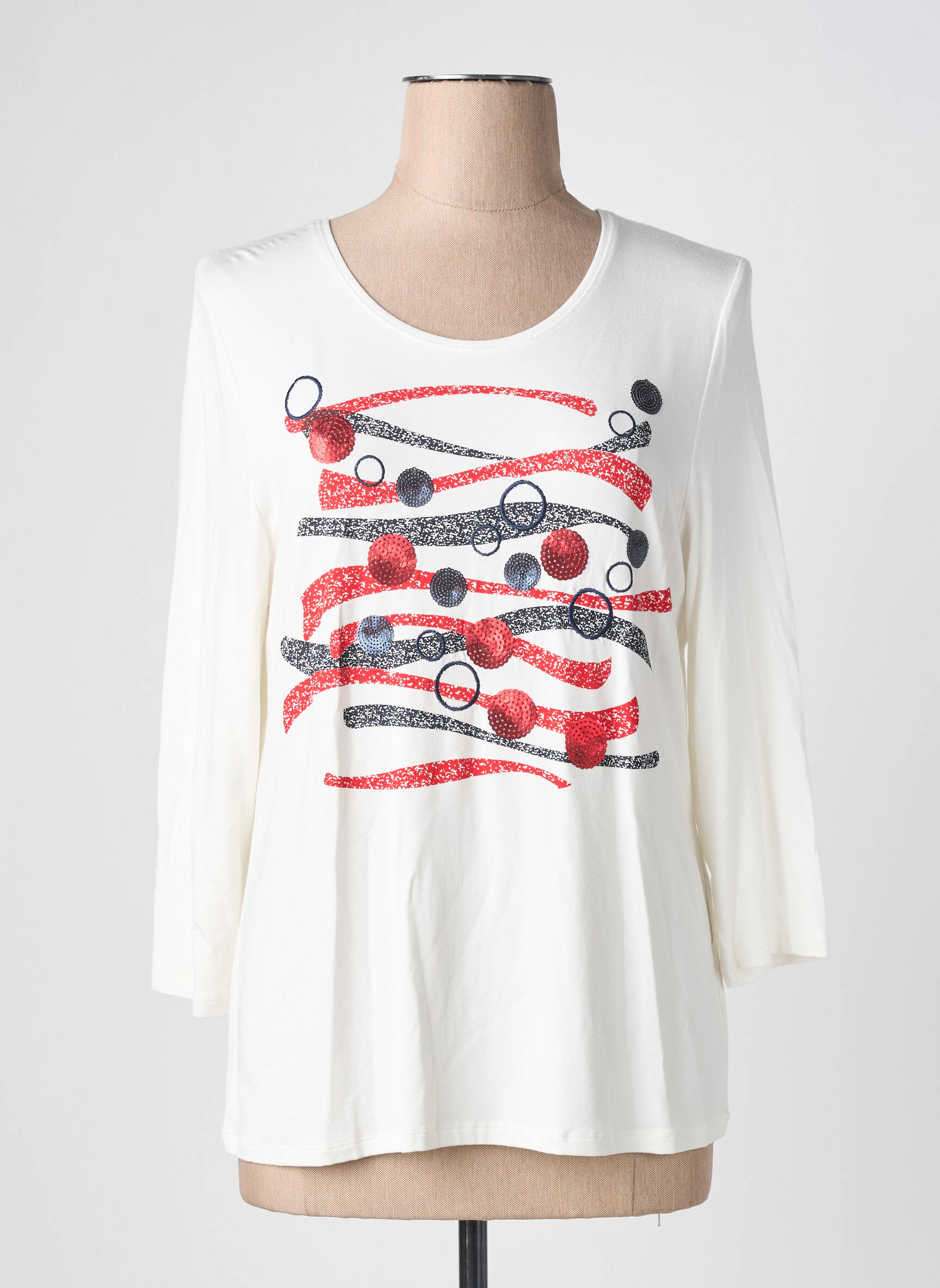 Tricou mâneci 3/4 mâneci 3/4 alb BARBARA LEBEK femeie