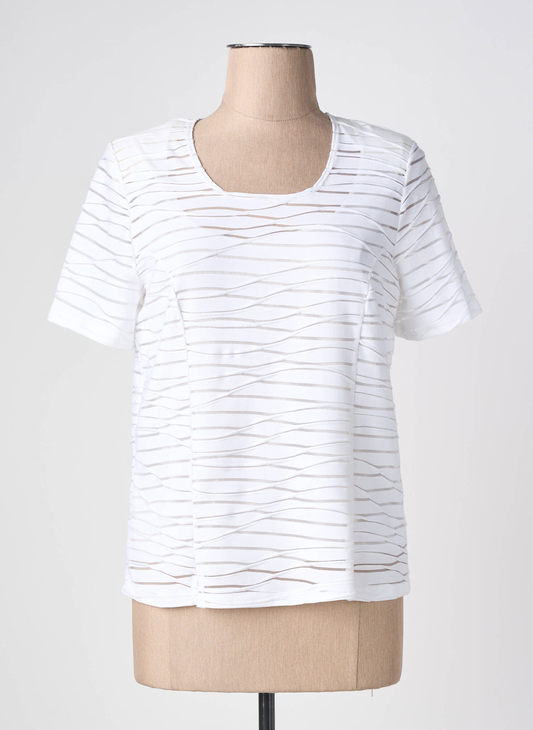 Tricou croială dreaptă mâneci scurte alb NAYAT femeie