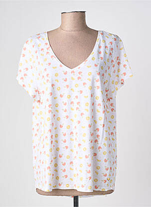 Tricou imprimeu fantezie mâneci scurte alb C'EST BEAU LA VIE femeie