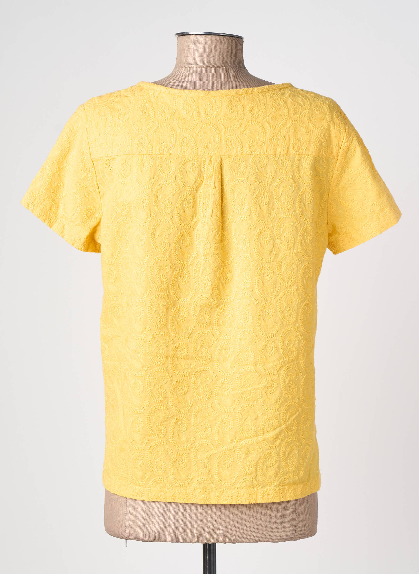 Tricou croială cambrată mâneci scurte galben C'EST BEAU LA VIE femeie