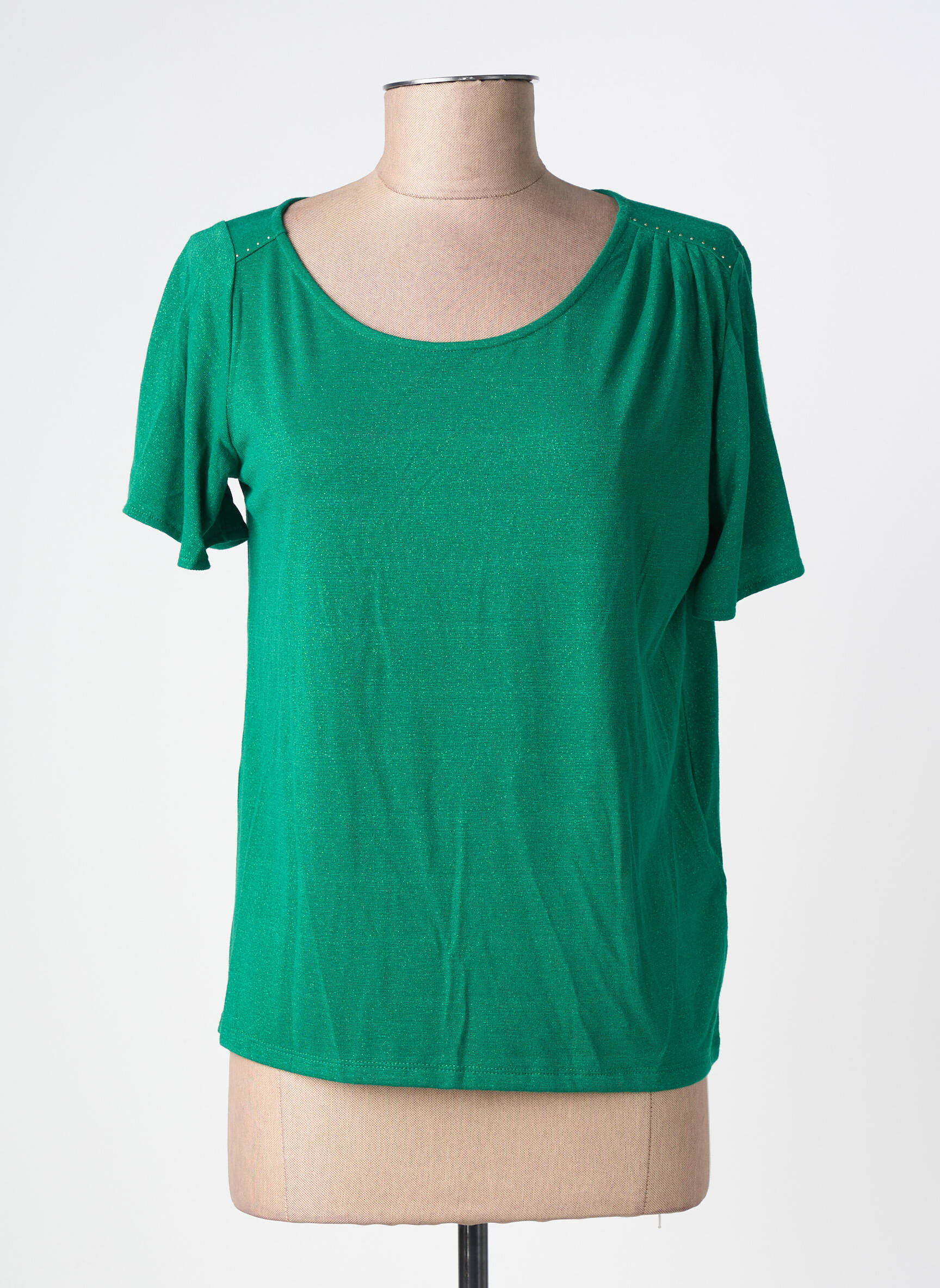 Tricou croială dreaptă mâneci scurte verde LOLA ESPELETA femeie