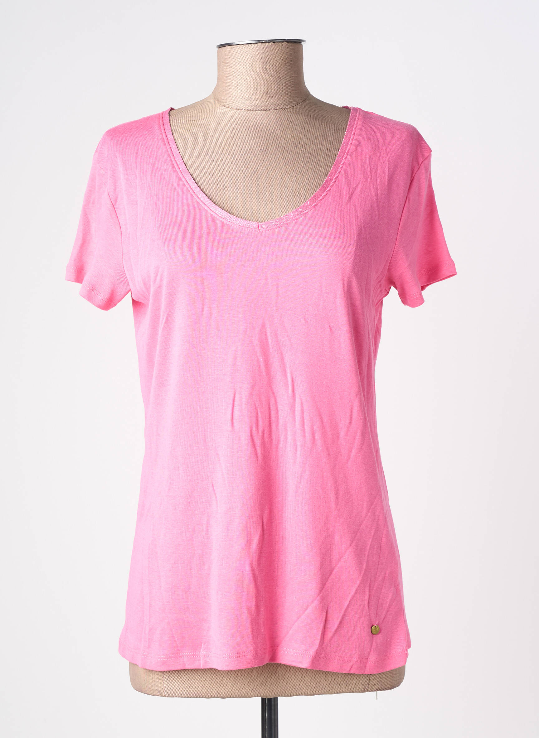 Tricou elasticitate mâneci scurte roz C'EST BEAU LA VIE femeie