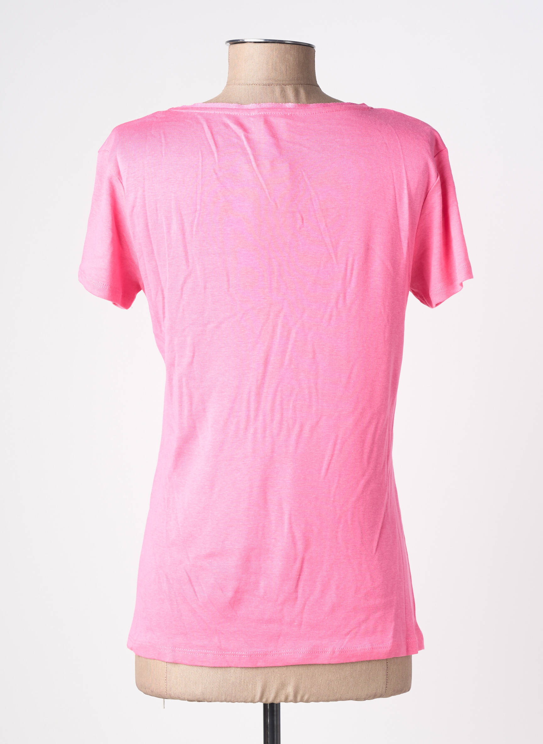 Tricou elasticitate mâneci scurte roz C'EST BEAU LA VIE femeie